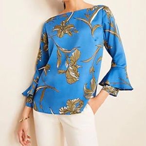 Ann Taylor Iris Flounce Cuff Boatneck Blouse